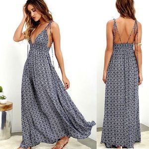 Lulus Maxi Dress NWT Field Day Backless Small